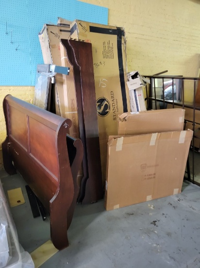 LOT OF BED FRAMES, HEADBOARDS,  & MISCELLANEOUS METAL & WOOD