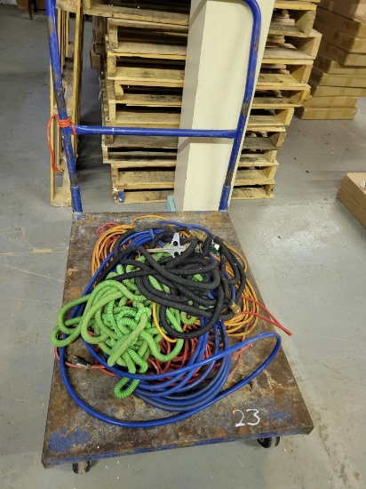 FLAT CART, WATER HOSE, EXTENSION CORDS