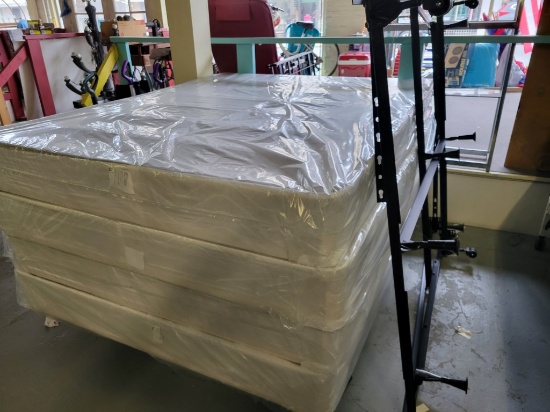 (4) QUEEN BOX SPRINGS & (3) METAL BED FRAMES
