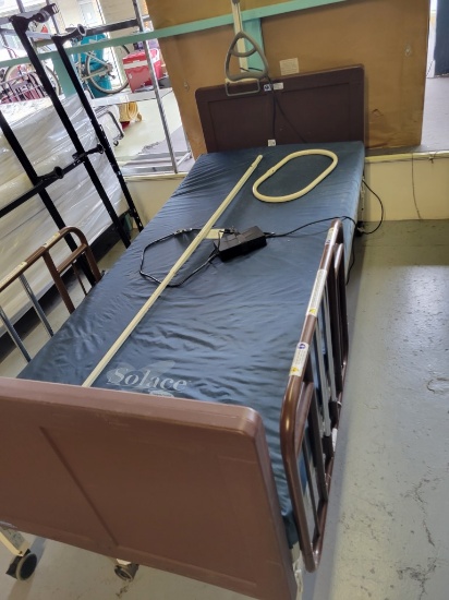 INVACARE ADJUSTABLE BED,  ELECTRIC, PULL UP HANDLE, RAILS