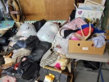 LOT WITH CLOTHES, DECOR, FARM TACK, TABLLES, BAGS,  & MISCELLANEOUS