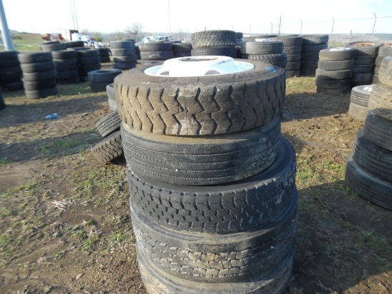TIRES/WHEELS,  (5) 22.5 STEEL WHEELS & TIRES