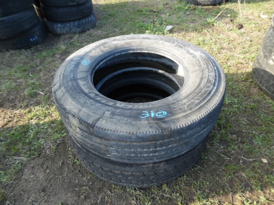 TIRES/WHEELS,  (2) R22.5 TIRES