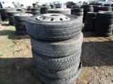 TIRES/WHEELS,  (5) R22.5 ALUMINIUM WHEELS & TIRES