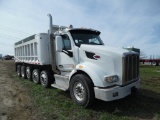 2015 PETERBILT 567 DUMP TRUCK, 327,628  WRECKED, PACCAR MX-13 DIESEL, START