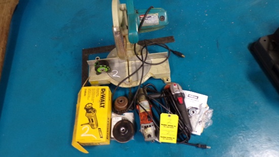 MAKITA MITER SAW, ANGLE GRINDER & MISC