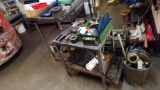 TABLE & CART W/ MISC PARTS, TOOLING, & METAL