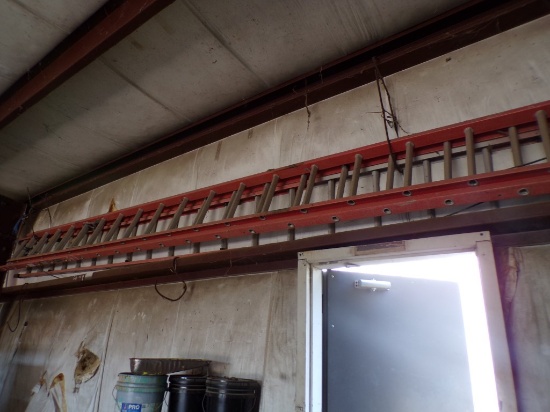 (2) LOUISVILLE EXTENSION LADDERS,  30'+, FIBERGLASS