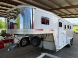 2003 EXIS XT/300 - MODEL GNHC-718-T HORSE TRAILER,  3 HORSE SLANT, ALUMINUM