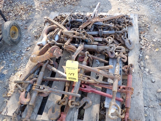 PALLET WITH CLEVIS, CHAIN AND BINDERS