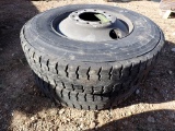 (2) 11R24.5 TIRES  ON STEEL HUB PILOTS