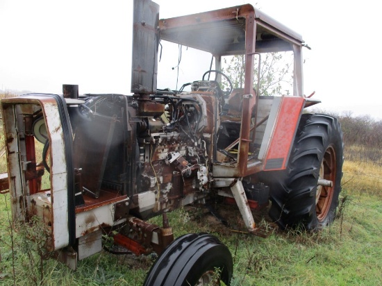 MASSEY FERGUSON WHEEL TRACTOR,  DIESEL, CAB, 3PT, PTO, NEEDS REPAIR,