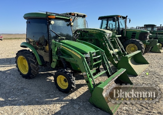 JOHN DEERE 3320 WHEEL TRACTOR 2431.7 (+/-) HRS,  CAB, 4X4, 300X LOADER-SERI