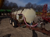 WATER/NURSE TANK TRAILER,  1,000 GAL, HONDA PONY MOTOR, TANDEM AXLE, PINTLE
