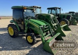 JOHN DEERE 3320 WHEEL TRACTOR 2431.7 (+/-) HRS,  CAB, 4X4, 300X LOADER-SERI