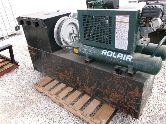 AIR COMPRESSOR/TOOLBOX COMBO,  GAS, HOSE REEL, AS IS WHERE IS