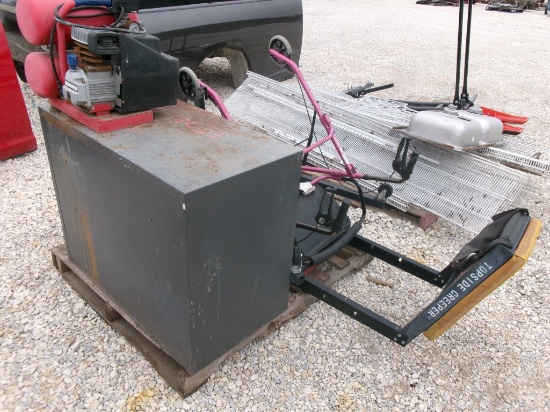LOT OF MISC ITEMS,  TOPSIDE CREEPER, FILING MECHANIC, WALKER, AIR COMPRESOR
