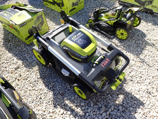 RYOBI CORDLESS PUSH LAWNMOWER,  21", UNKNOWN CONDITION, AS IS WHERE IS