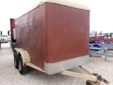 2002 PERKINS CARGO TRAILER,  12' BUMPER PULL, SINGLE REAR DOOR, TANDEM AXLE