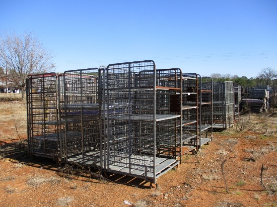 LARGE LOT OF CANNON RACK WITH TRAYS,  (2) FORKLIFT MAN BASKETS, ON WEST SID