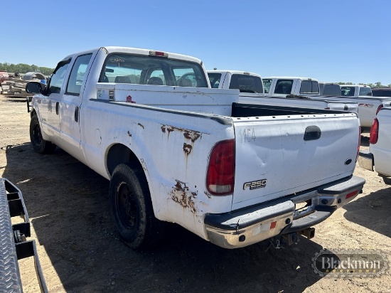 2004 FORD F250 SUPER DUTY TRUCK,  TURBO DIESEL, AUTO, CREW CAB, PS, AC, S#