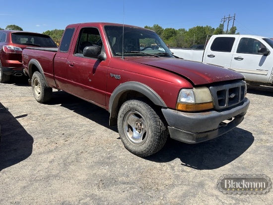1998 FORD RANGER TRUCK, 148,553+mi,  V6 GAS, AUTO, EXTENDED CAB, 4X4, PS, A