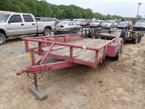 SHOPBUILT UTILITY TRAILER,  16', TANDEM AXLE, SINGLE TIRE, SLIDE IN RAMPS,