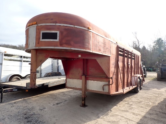 1991 HOMEMADE HORSE TRAILER,  4-HORSE SLANT, METAL ROOF, TANDEM AXLE, SINGL