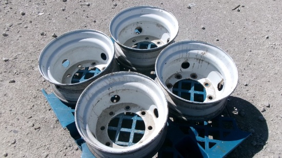 LOT OF STEEL WHEELS,  (4) 17.5", 8 HOLE, NO TIRES, AS IS WHERE IS