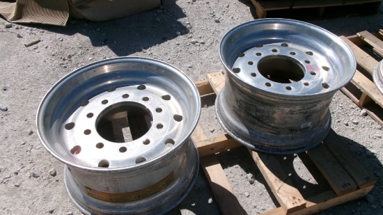 LOT OF ALUMINUM WHEELS,  (2) 22.5" X 13.00, NO TIRES, AS IS WHERE IS