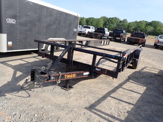 2023 TIGER UTILITY TRAILER,  22', TANDEM AXLE, SINGLE TIRE, SLIDE IN RAMPS,