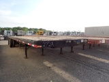 1986 HOBBS FLATBED TRAILER,  45', SPREAD AXLE, AIR RIDE, 24.5 TIRES ON BUDD