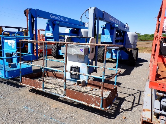 GENIE Z-60/34 ARTICULATED MANLIFT,  PROPANE/GAS, 4X4, 2,847+HRS, S# N/A