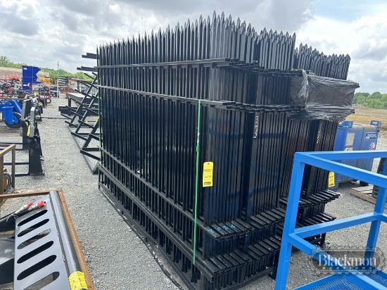 (24) FENCE SECTIONS,  9'6" X 6', DECORATIVE IRON, W/POST AND HARDWARE,