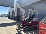 2019 TAKEUCHI TB230 MINI EXCAVATOR,  CANOPY, RUBBER TRACKS, HYD BLADE, AUX