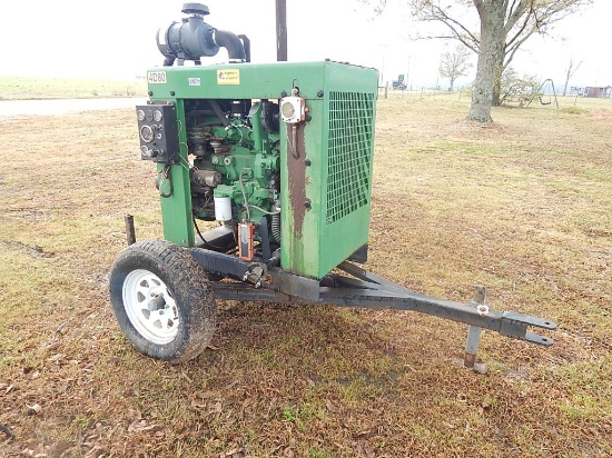 JOHN DEERE 4D80 POWER UNIT  WITH DRIVE SHAFT, TRAILER MOUNTED, 2875 HOURS S