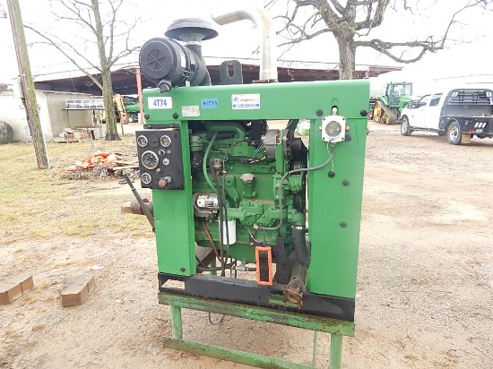 JOHN DEERE 4T74 TURBO POWER UNIT  WITH DRIVE SHAFT, ON STAND, 4754 HOURS, S