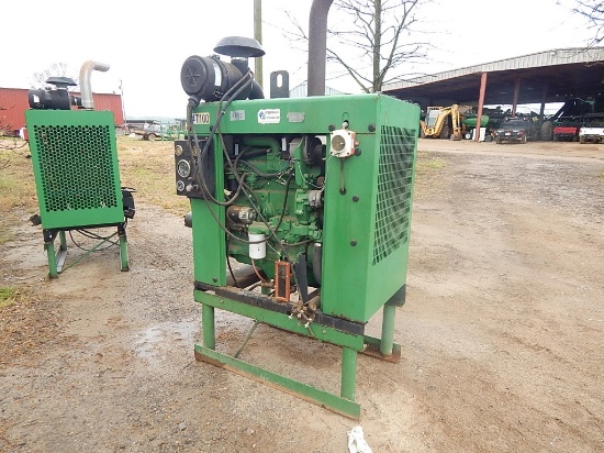JOHN DEERE 4T100 TURBO POWER UNIT  WITH DRIVE SHAFT, ON STAND, 4942 HOURS,