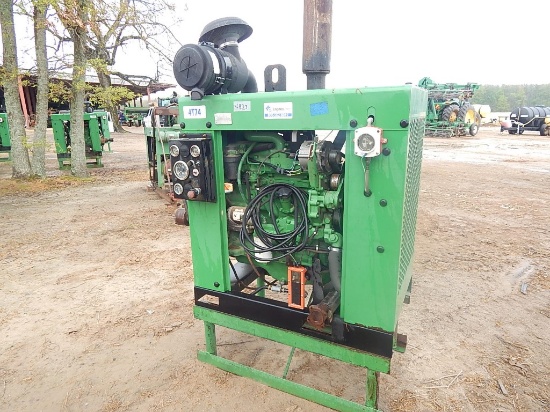 JOHN DEERE 4T74 TURBO POWER UNIT  WITH DRIVE SHAFT, ON STAND, 4823 HOURS, S