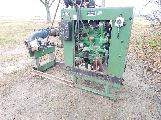 JOHN DEERE 4D80 POWER UNIT  WITH FRANKLIN ELECTRIC 8X6 PUMP, SKID MOUNTED,