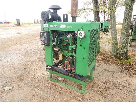 JOHN DEERE 4T80 TURBO POWER UNIT  WITH DRIVE SHAFT, ON STAND, 4718 HOURS, S