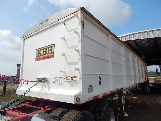 2008 KBH HOPPER BOTTOM TRAILER,  40', 74" SIDES, ROLLOVER TARP, TANDEM AXLE