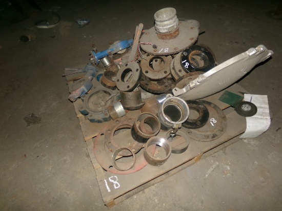 PALLET WITH BUTTERFLY VALVES, FLANGES AND MISC.