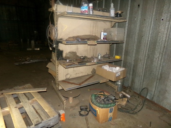 LOT WITH TRAILER GLAD HANDS, WIRING AND MISC.,  **SHELF IS WELDED TO WALL-D