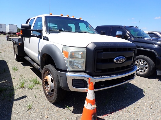 2012 FORD F-450 XL SUPERDUTY FLATBED TRUCK, 154,701+ mi,  CREW CAB, DIESEL,