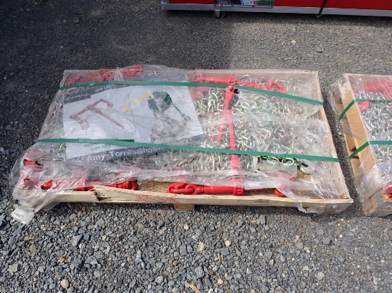 GREATBEAR CHAIN & RATCHET BINDER SET,  (5) RATCHET BINDERS & (10) 5/16X20'