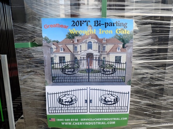 GREATBEAR BI-PARTING GATE,  WROUGHT IRON/POWDER COATED, 20'