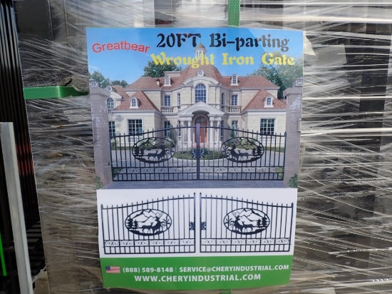 GREATBEAR BI-PARTING GATE,  WROUGHT IRON/POWDER COATED, 20'