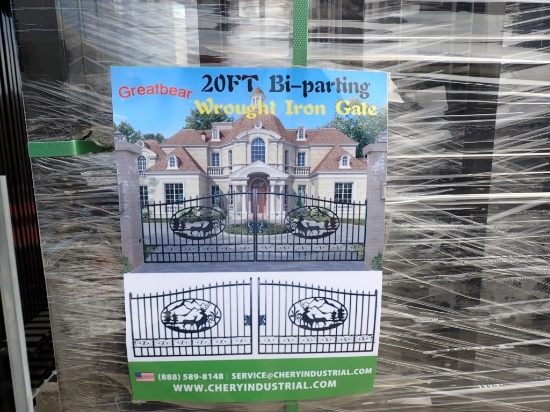 GREATBEAR BI-PARTING GATE,  WROUGHT IRON/POWDER COATED, 20'