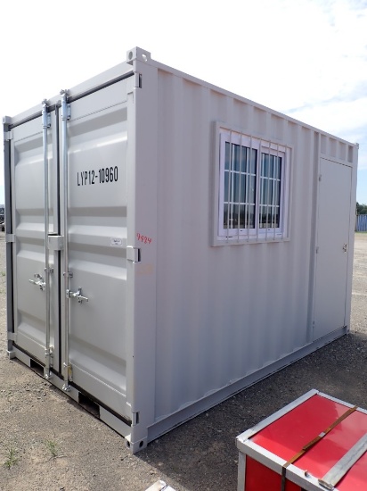 CONTAINER,  7'4"X12', DOUBLE DOORS, WALK-IN DOOR, WINDOW,